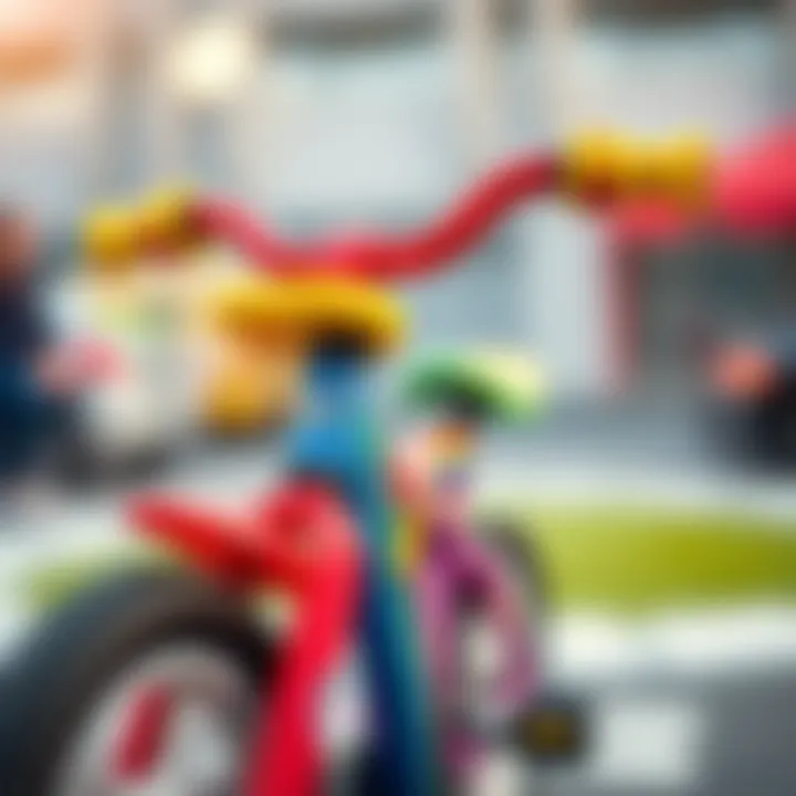 Colorful Design for Young Riders A close-up view of a colorful bicycle designed for young children.