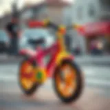 A vibrant toddler-friendly bicycle showcasing safety features.