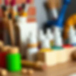 Colorful wooden paint supplies arranged aesthetically