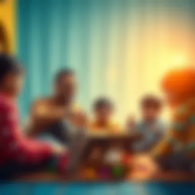 Engaging Family Playtime Family engaging in a playful board game