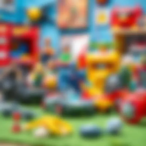 Diverse selection of action toys laid out for children