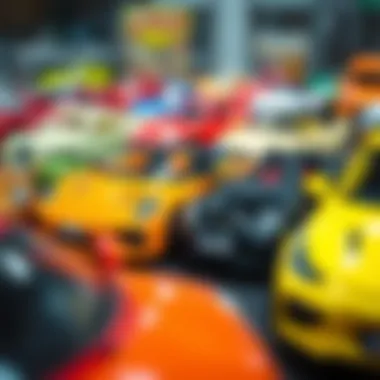 Different models of electric cars displayed for children