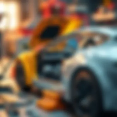 Assembling Electric Car Parts Illustration of assembling electric car parts