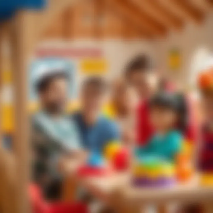 Parents observing the developmental activities in a play house