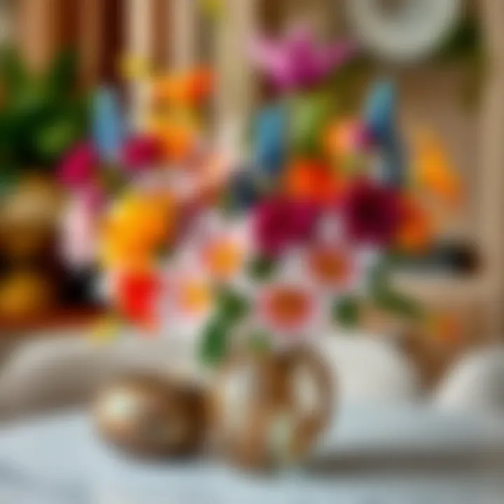 A vibrant flower arrangement in a decorative vase