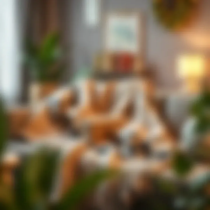 A cozy handmade blanket displayed on a sofa