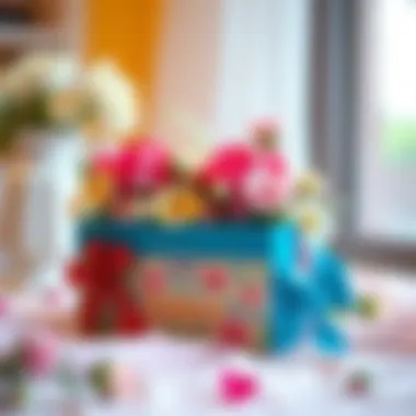 Beautifully Arranged Gift Box for Mothers A beautifully arranged gift box for mothers with flowers and personal touches