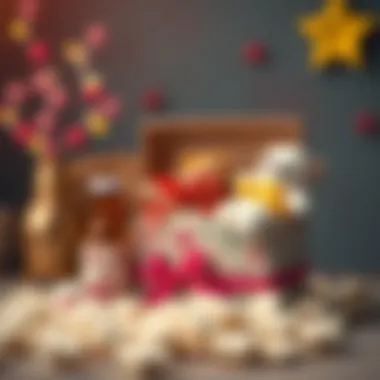 Unique Items Inside Customized Gift Box A close-up view of unique items inside a customized gift box for mothers