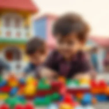 Children's Creative Play with Lego Children engaging in play with Lego bricks at the site of the Lego houses