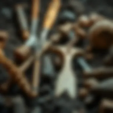 Excavation Tools and Artifacts Close-up of excavation tools and artifacts