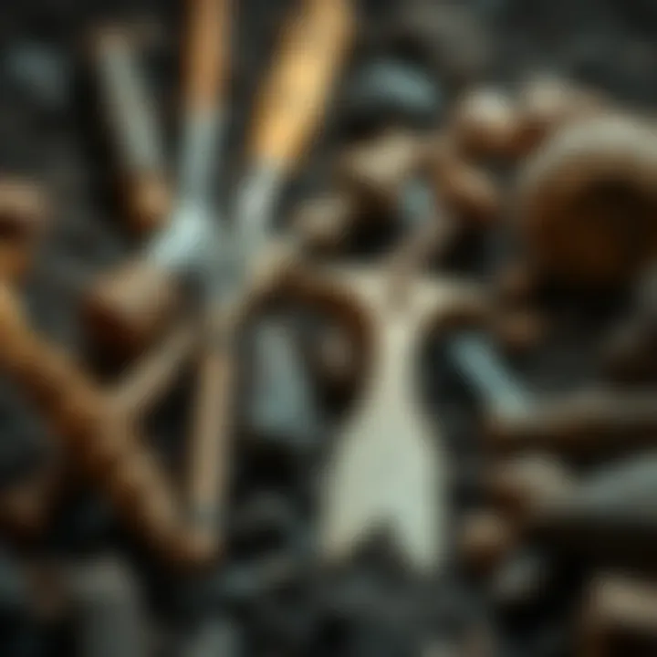 Excavation Tools and Artifacts Close-up of excavation tools and artifacts