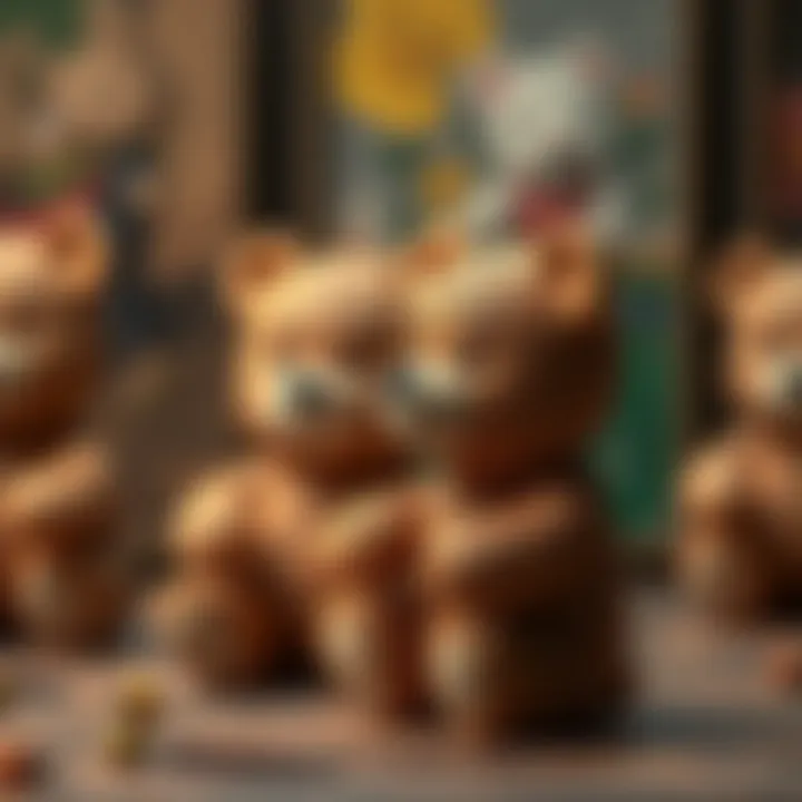 An artistic representation of small bear paintings, symbolizing emotional growth and creativity.