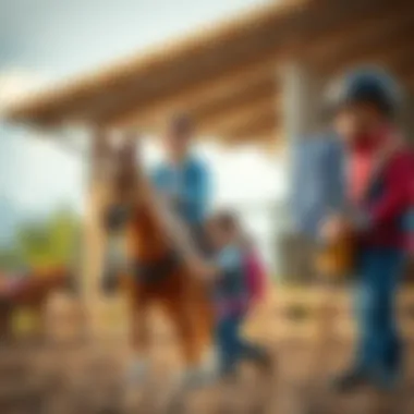 Family Involvement in Equestrian Training Family engaging in at training activities with children