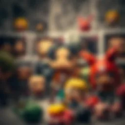 A diverse collection of Attack on Titan Funko Pop figures arranged artistically