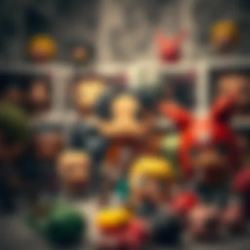 A diverse collection of Attack on Titan Funko Pop figures arranged artistically