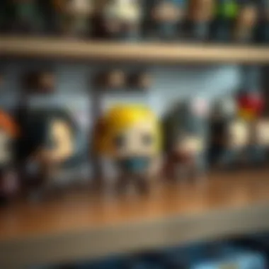Display of Attack on Titan Funko Pop figures in a creatively designed shelf