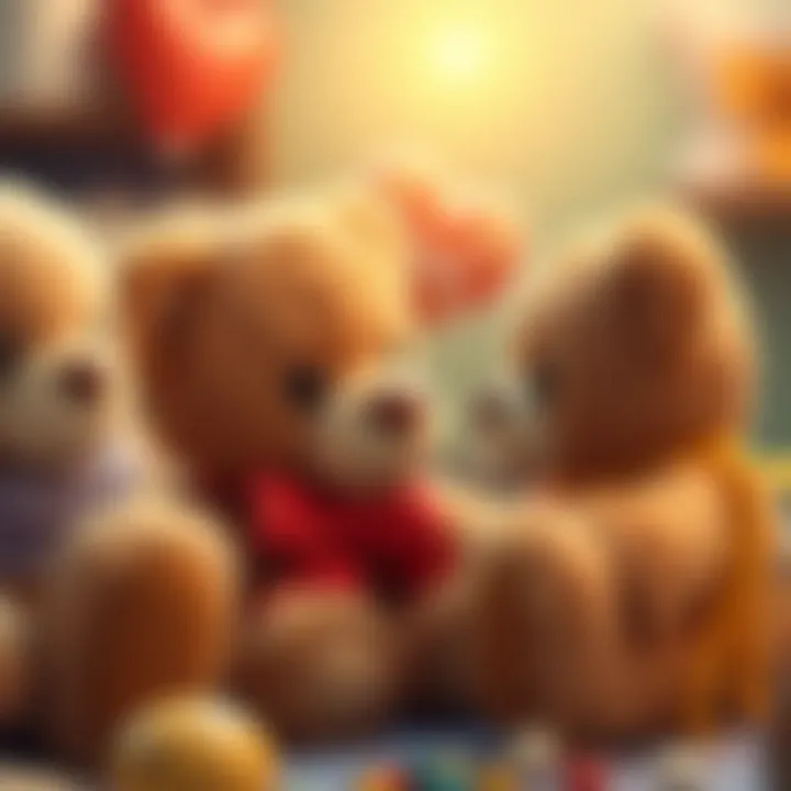 An illustration showing the emotional support of teddy bears in child development