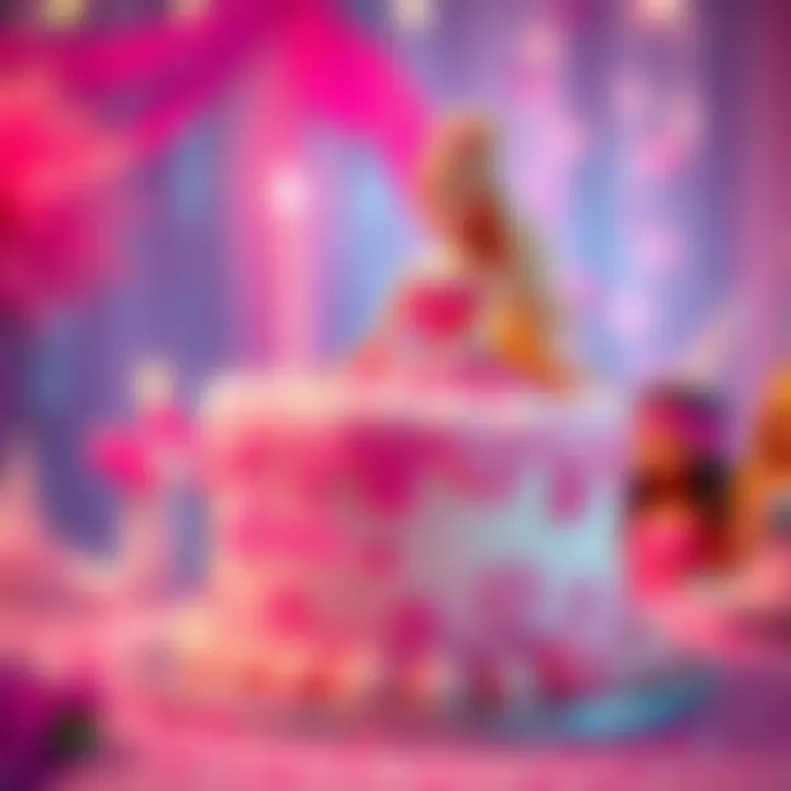 An enchanting display of a Barbie cake at a children's birthday party.
