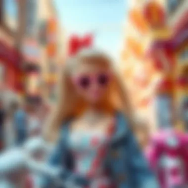 An artistic representation of Barbie in a contemporary cultural setting.