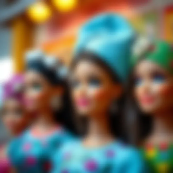 Barbie dolls representing different cultures and backgrounds.
