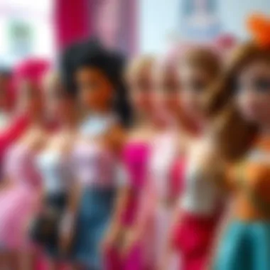 An array of Barbie dolls showcasing various fashion styles.
