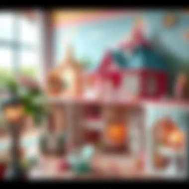 An artistic representation of the historical evolution of Barbie Dreamhouse toys