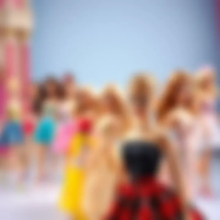 A timeline illustrating the evolution of Barbie doll designs.