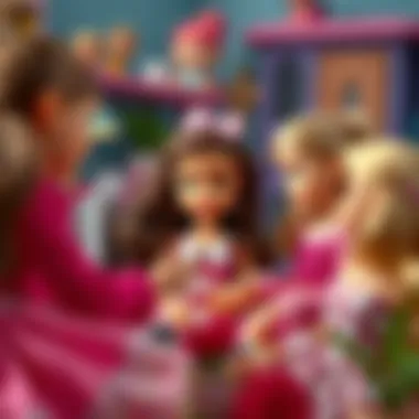 Children interacting with Barbie Fashionistas dolls in play