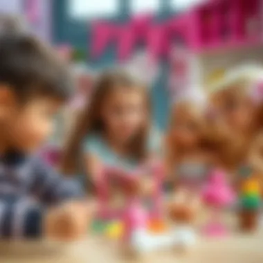 Imaginative Play: The Essence of Childhood Children engaging in imaginative play with Barbie dolls.