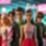 Main cast of the Barbie film showcasing their characters