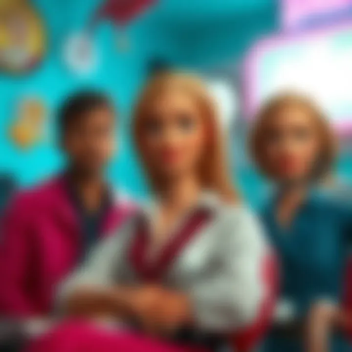 Actors in a pivotal scene of the Barbie film