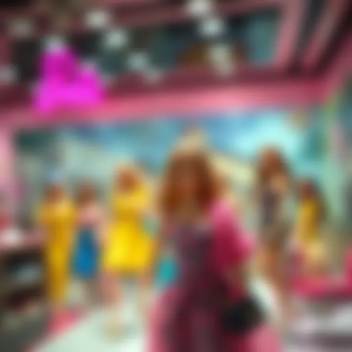 A display of Barbie's iconic outfits through the decades