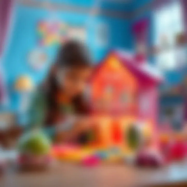 Children engaged in crafting a Barbie house