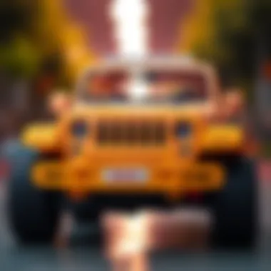 Close-up of Barbie Jeep showcasing its unique design