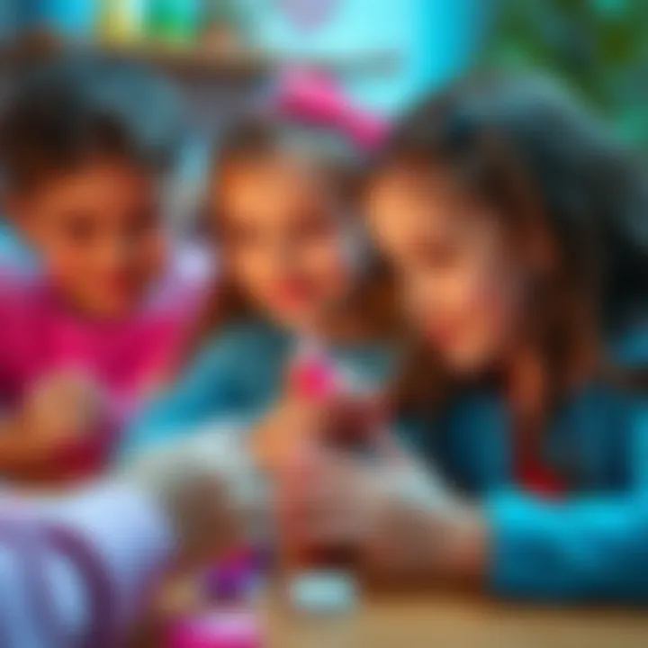 Children Engaging in Imaginative Play Children engaging in imaginative play with Barbie nail polishes.