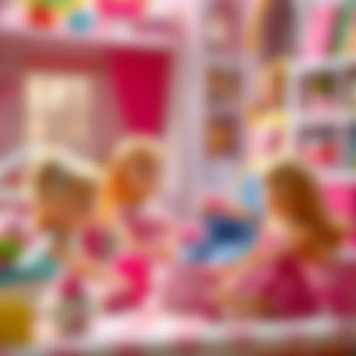 An engaging scene depicting children playing with Barbie dolls, highlighting their role in childhood.