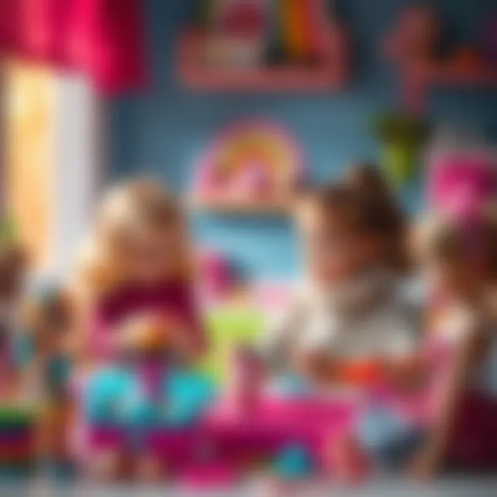 Children engaging with Barbie toys creatively