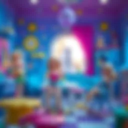 Barbie dolls in a vibrant playroom setting