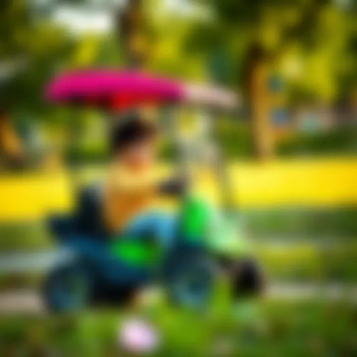 Battery-Operated Cart Fun in the Park A child enjoying riding a battery-operated cart in a park