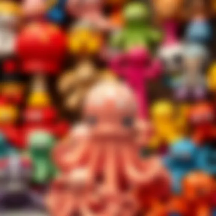 Display of various brands of baby octopus toys