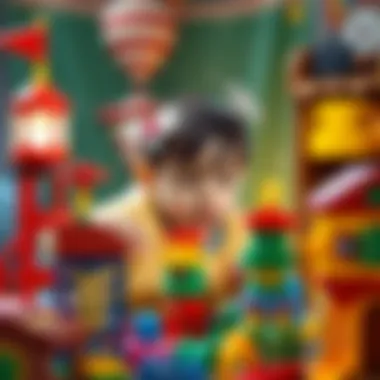 Child playing with tower toys