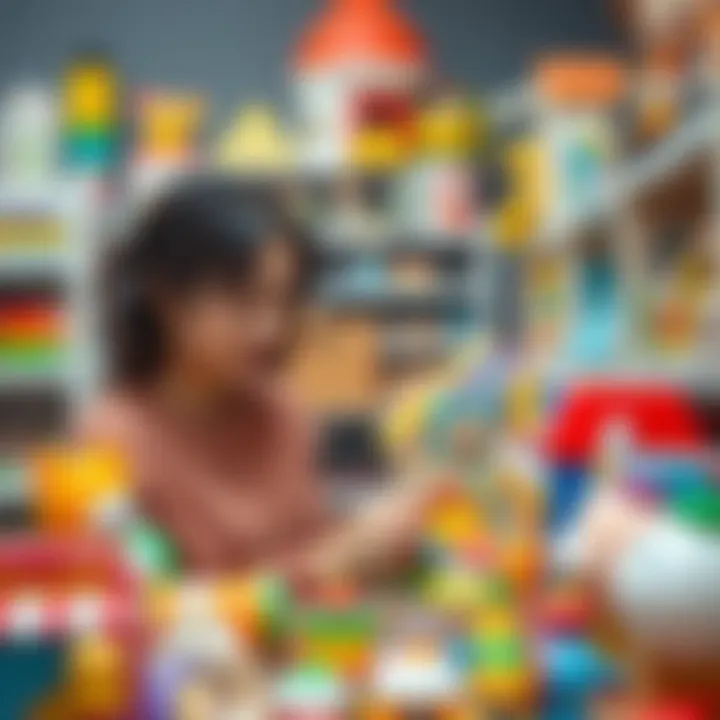 Parent selecting toys for child