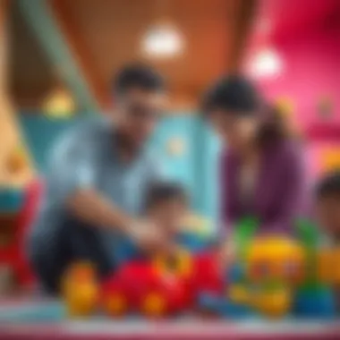 Parents observing children in a thoughtfully designed play space