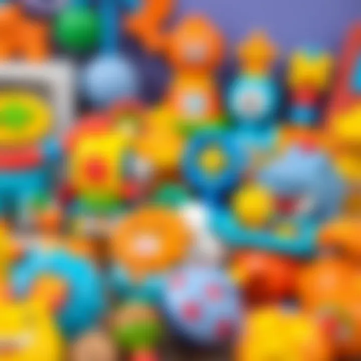 Colorful assortment of baby toys promoting cognitive skills
