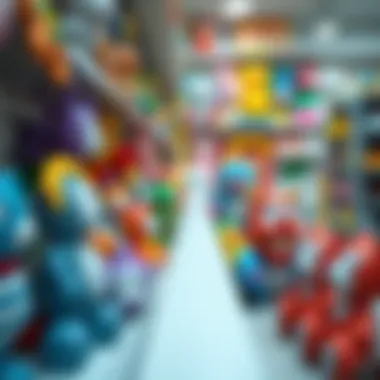 Popular baby toy brands displayed on a shelf