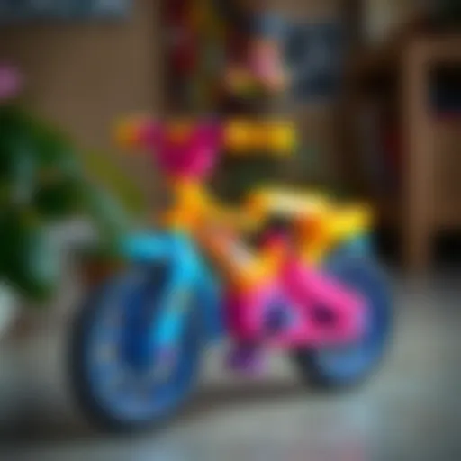 A colorful bicycle toy designed for infants