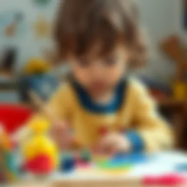 Creative Expression with Dry Paints Child engaged in painting with high-quality dry paints