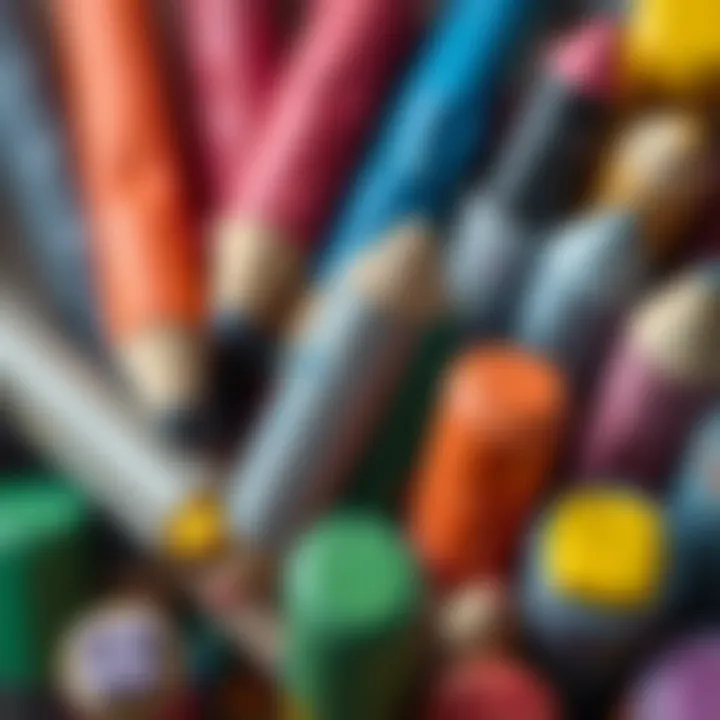 Texture and Color of Dry Paint Sticks Detailed close-up of various dry paint sticks showcasing texture and color