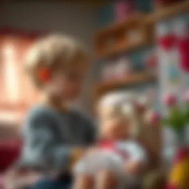 Interaction and Connection Child interacting with a white-haired doll