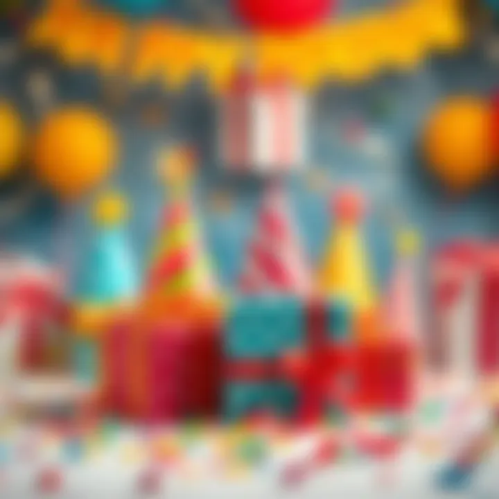 Innovative Birthday Theme Illustration Creative birthday artwork featuring party hats and gifts